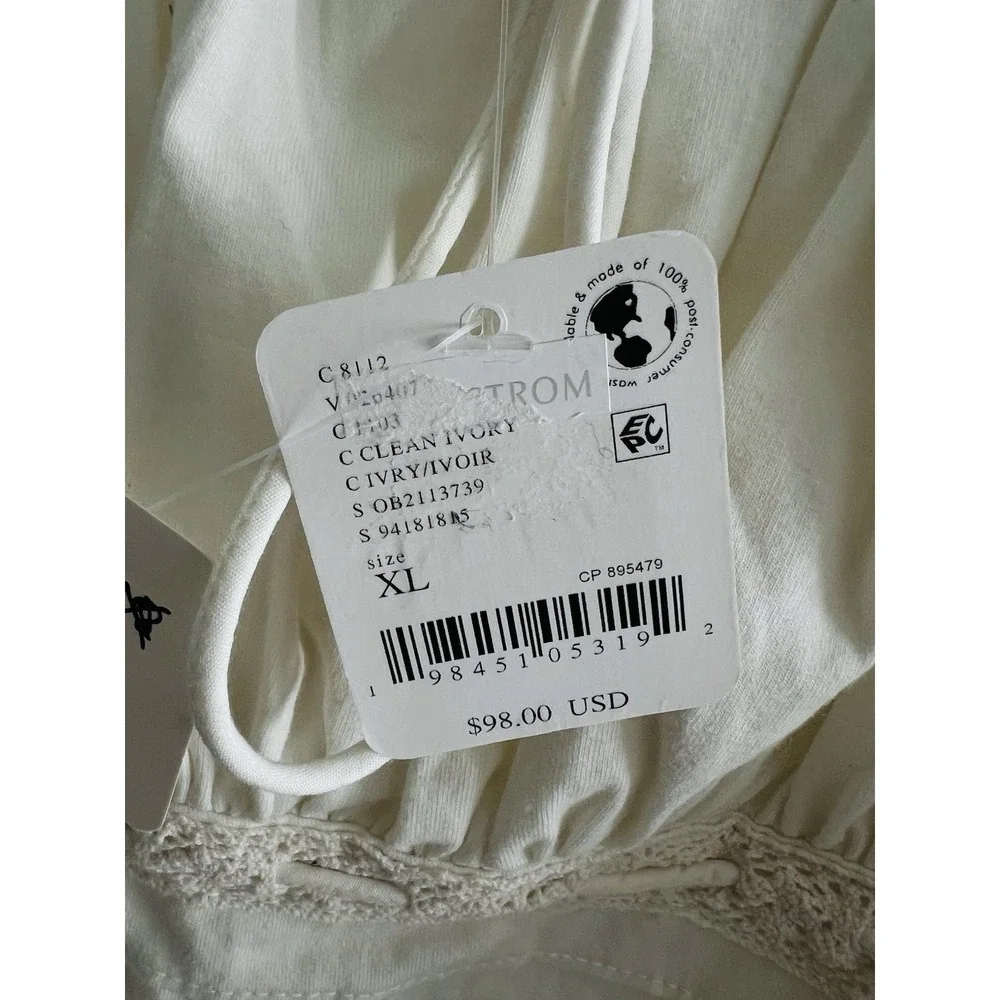 NWT Free People Scarlett Smocked Boho Crop Top Clean Ivory Romantic Babydoll